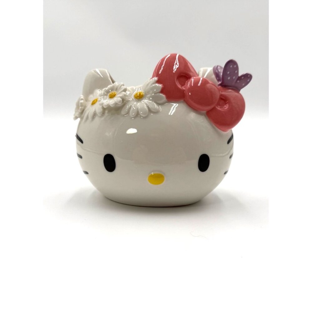 Hello Kitty Ceramic Planter With Bow & Flower Accents By Blue Sky